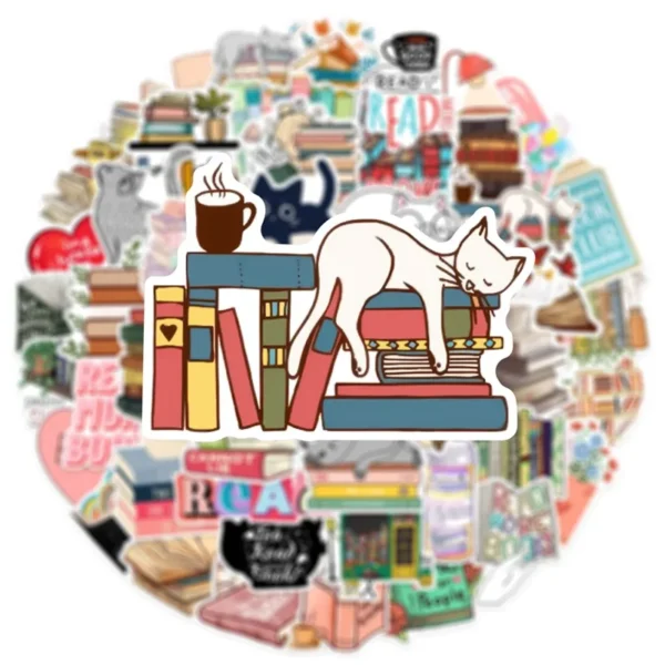 10/30/50 Uds. Pegatinas de PVC con Dibujos Animados de Animales Leyendo, Decoración Estética, Material de Papelería para Scrapbooking, Útiles Escolares