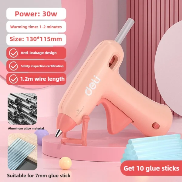 Pistola de pegamento caliente de 220 V para manualidades caseras DIY con barras de pegamento termofusible de alta viscosidad de 7 mm, ideal para uniones fuertes