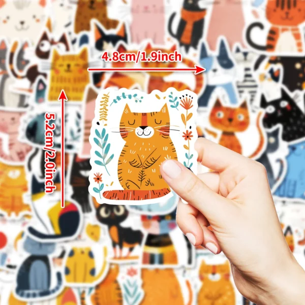 Pegatinas impermeables de gato de dibujos animados
