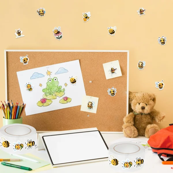 Pegatinas Adhesivas de Abejas de Dibujos Animados, para Regalos, Sellado, Decoración DIY, Sobres, Papelería Impermeable, Cuadernos