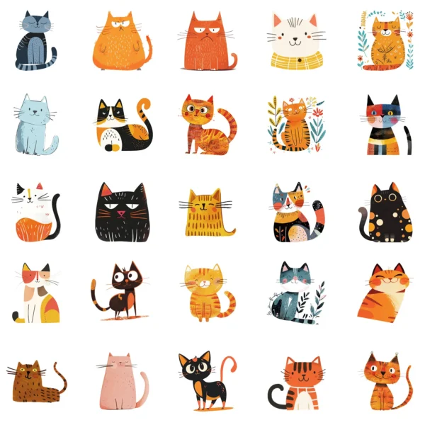 Pegatinas impermeables de gato de dibujos animados