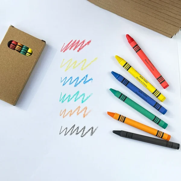 Juego de crayón de 6 colores, caja de papel Kraft, pintura para niños, crayones para colorear