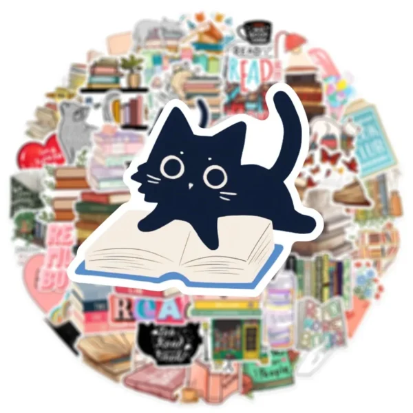 10/30/50 Uds. Pegatinas de PVC con Dibujos Animados de Animales Leyendo, Decoración Estética, Material de Papelería para Scrapbooking, Útiles Escolares