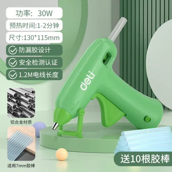 Pistola de pegamento caliente de 220 V para manualidades caseras DIY con barras de pegamento termofusible de alta viscosidad de 7 mm, ideal para uniones fuertes