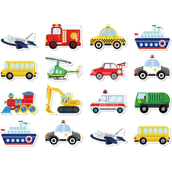 Pegatinas de vehículos de transporte de dibujos animados