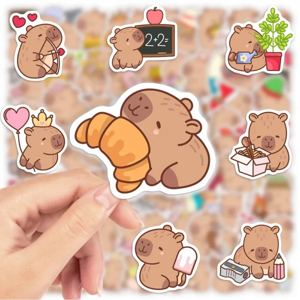 Pegatinas de capibara de dibujos animados DIY, calcomanía decorativa para álbum, diarios, para ordenador portátil, resistentes al agua