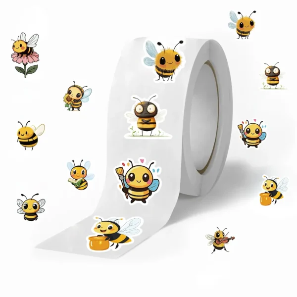 Pegatinas Adhesivas de Abejas de Dibujos Animados, para Regalos, Sellado, Decoración DIY, Sobres, Papelería Impermeable, Cuadernos