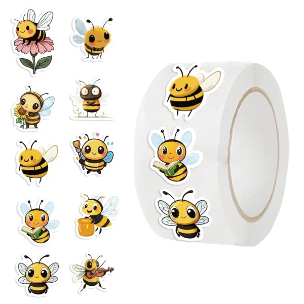 Pegatinas Adhesivas de Abejas de Dibujos Animados, para Regalos, Sellado, Decoración DIY, Sobres, Papelería Impermeable, Cuadernos