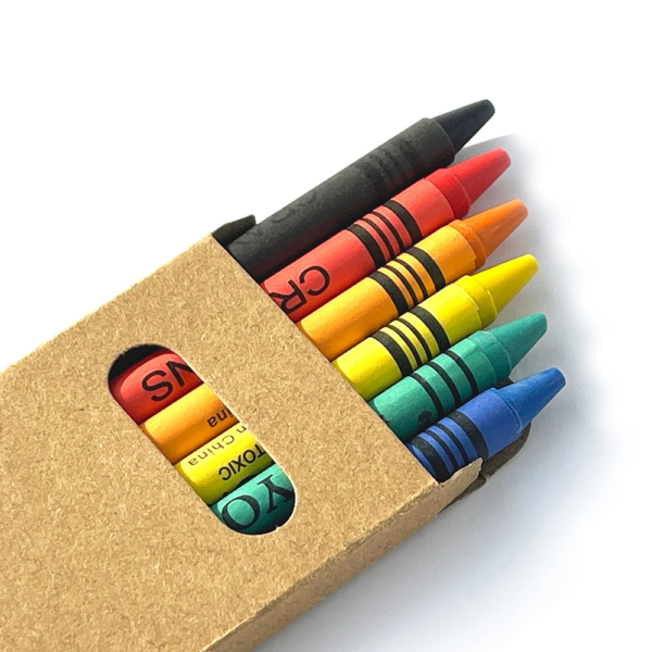 Juego de crayón de 6 colores, caja de papel Kraft, pintura para niños, crayones para colorear