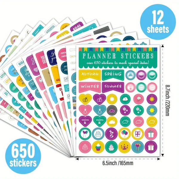 Pegatinas de planificador estético para planificación divertida, accesorios de pegatinas perfectos para simplificar el calendario diario y el planificador.