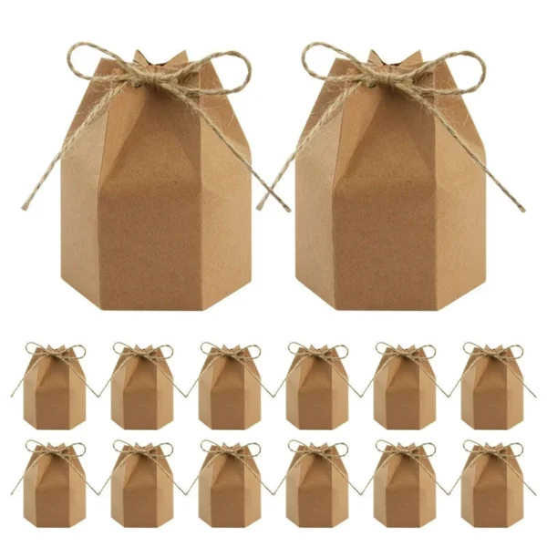 Caja de regalo de papel Kraft Retro, color blanco y marrón, con cuerda, 10-30 Uds.