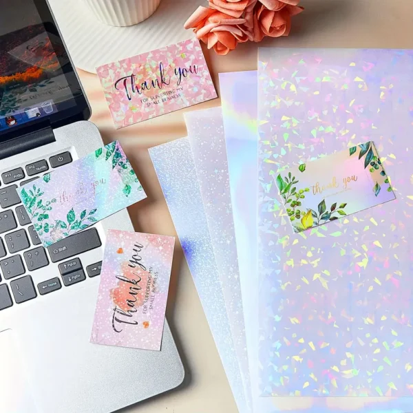 24 hojas de pegatinas holográficas, vinilo transparente autoadhesivo para fotos, imágenes, tarjetas, manualidades DIY (tamaño A4/4 estilos diferentes)