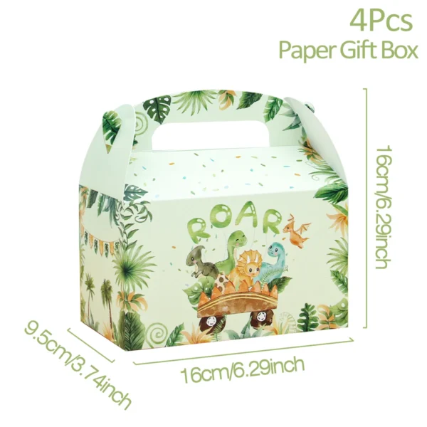 Cajas de cartón con la temática de dinosaurio, Cajas de Regalo para chuches, decoración de cumpleaños de dinosaurio.