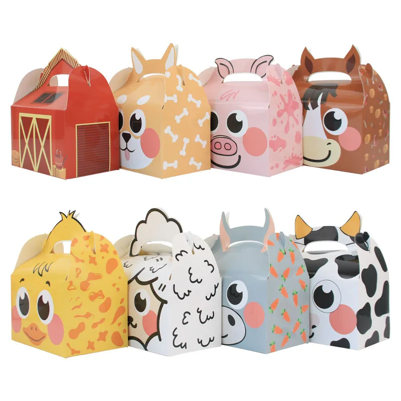 Cajitas de cartón con diseño de animales de la granja, 5 piezas, Cajas de Regalo para fiesta temática the farm - Imagen 2