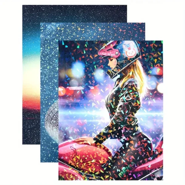 24 hojas de pegatinas holográficas, vinilo transparente autoadhesivo para fotos, imágenes, tarjetas, manualidades DIY (tamaño A4/4 estilos diferentes)