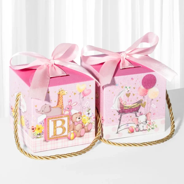 Cajas para chuches, detalles y empaque para regalo de dibujo de animales tipo aquarela, cajitas para embalajes de regalo portátiles, para baby showers. gender revelar / revelación de género para niño y niña, decoración para fiesta de cumpleaños