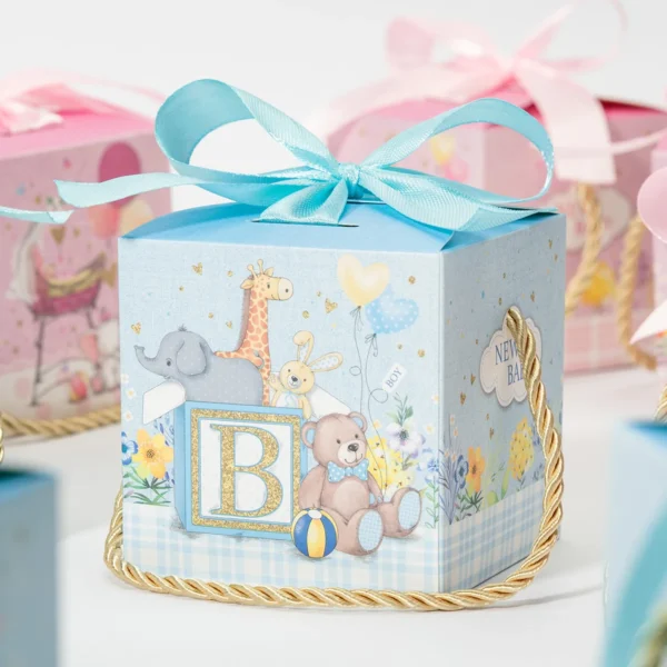 Cajas para chuches, detalles y empaque para regalo de dibujo de animales tipo aquarela, cajitas para embalajes de regalo portátiles, para baby showers. gender revelar / revelación de género para niño y niña, decoración para fiesta de cumpleaños