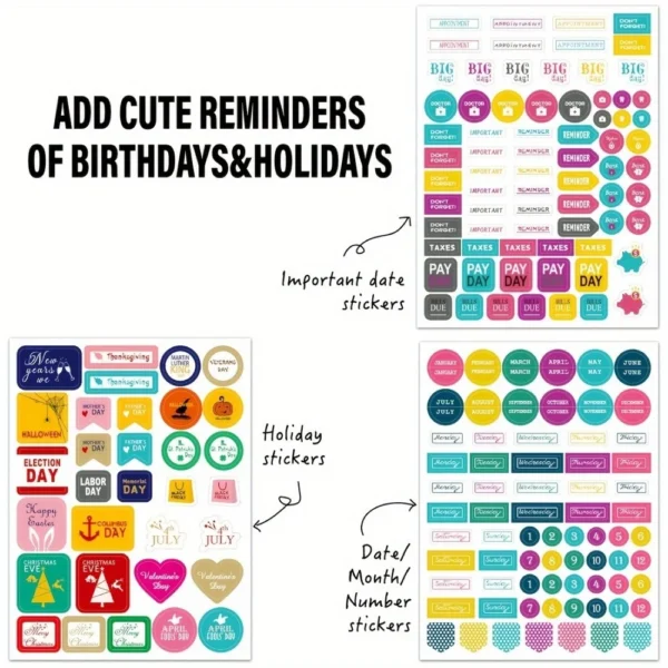 Pegatinas de planificador estético para planificación divertida, accesorios de pegatinas perfectos para simplificar el calendario diario y el planificador.