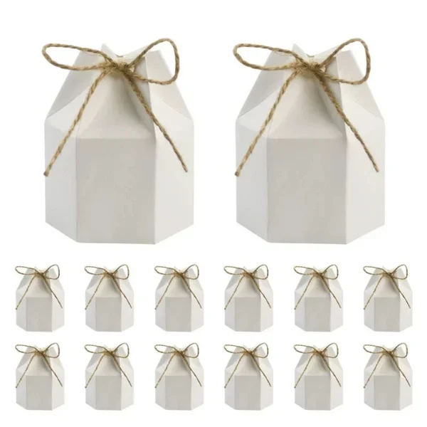 Caja de regalo de papel Kraft Retro, color blanco y marrón, con cuerda, 10-30 Uds.