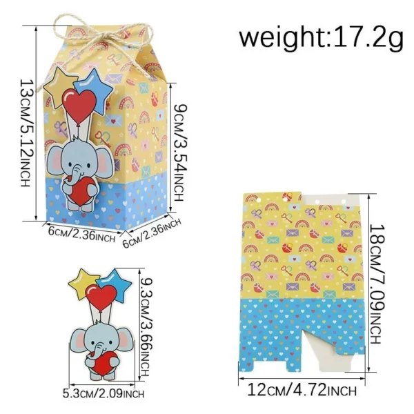 Cajas de cartón con diseño tipo brick para chuches y detalles con motivo de animales de Safari en la jungla, caja de embalaje de regalo para niños y niñas