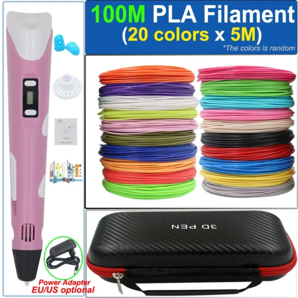 Bolígrafo de impresión 3D para niños con adaptador de corriente de pantalla LCD