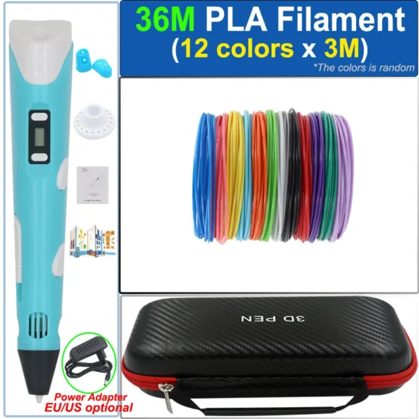 Bolígrafo de impresión 3D para niños con adaptador de corriente de pantalla LCD