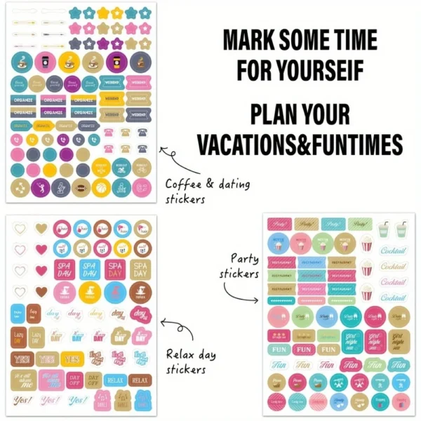 Pegatinas de planificador estético para planificación divertida, accesorios de pegatinas perfectos para simplificar el calendario diario y el planificador.