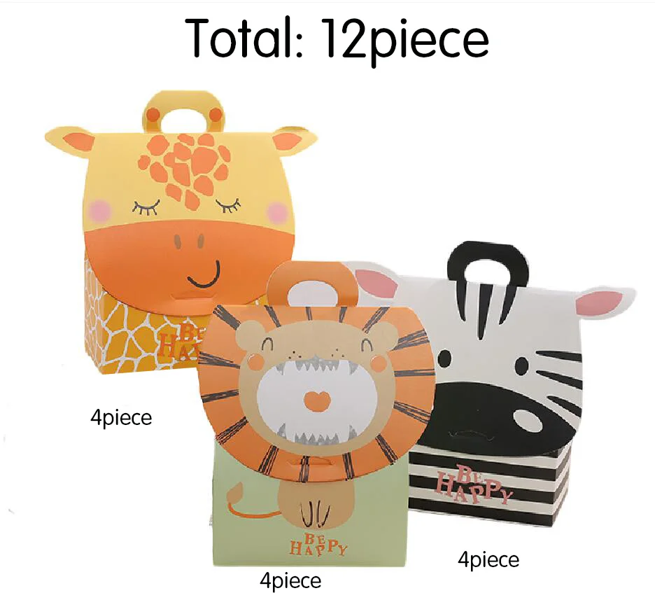 Caja de cartón de temática de Safari, animales de la selva para niños y niñas, Cajitas para detalles de fiesta temática, 12/24/36 piezas - Imagen 9