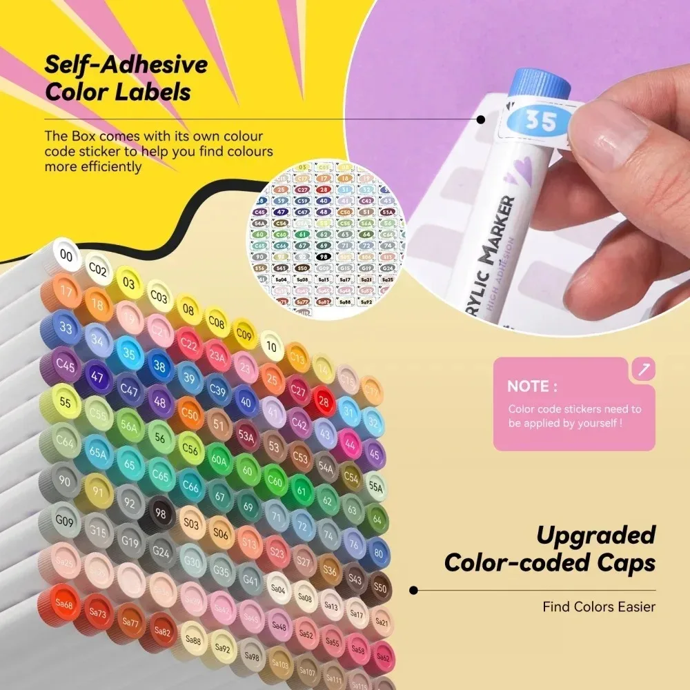 Rotuladores acrílicos, bolis de pintura con punta de pincel de 120 colores, tinta a base de agua, No es tóxica, resistente al agua para pintura rupestre, madera, piedra y vidrio - Imagen 5