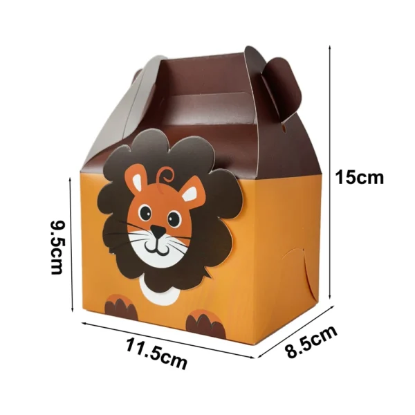 Cajas de cartón para chuches y detalles de regalo con la Temática de Animales de la Selva, 10/20 Piezas, León, Elefante, Cebra, Cajas de Papel grueso.