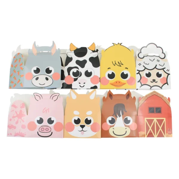 Cajitas de cartón con diseño de animales de la granja, 5 piezas, Cajas de Regalo para fiesta temática the farm