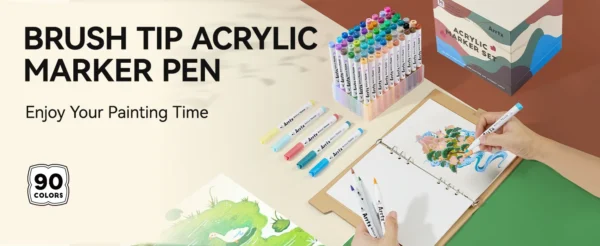 Rotuladores de Pintura Acrílica para Artistas Adultos, especiales para Dibujar Paisajes y entornos de Naturaleza - Punta de Pincel