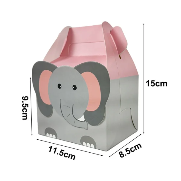 Cajas de cartón para chuches y detalles de regalo con la Temática de Animales de la Selva, 10/20 Piezas, León, Elefante, Cebra, Cajas de Papel grueso.