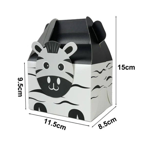 Cajas de cartón para chuches y detalles de regalo con la Temática de Animales de la Selva, 10/20 Piezas, León, Elefante, Cebra, Cajas de Papel grueso.