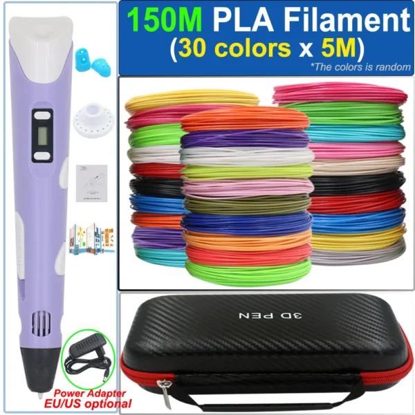 Bolígrafo de impresión 3D para niños con adaptador de corriente de pantalla LCD