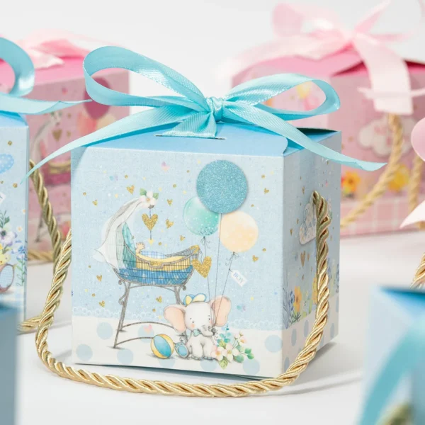 Cajas para chuches, detalles y empaque para regalo de dibujo de animales tipo aquarela, cajitas para embalajes de regalo portátiles, para baby showers. gender revelar / revelación de género para niño y niña, decoración para fiesta de cumpleaños