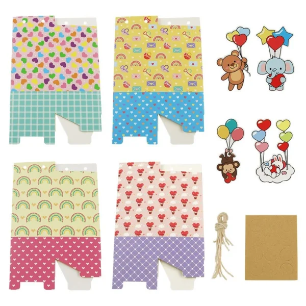 Cajas de cartón con diseño tipo brick para chuches y detalles con motivo de animales de Safari en la jungla, caja de embalaje de regalo para niños y niñas
