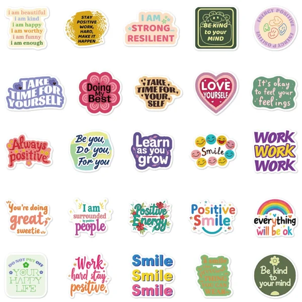 50/100 Pegatinas de Afirmaciones Positivas HD Coloridas