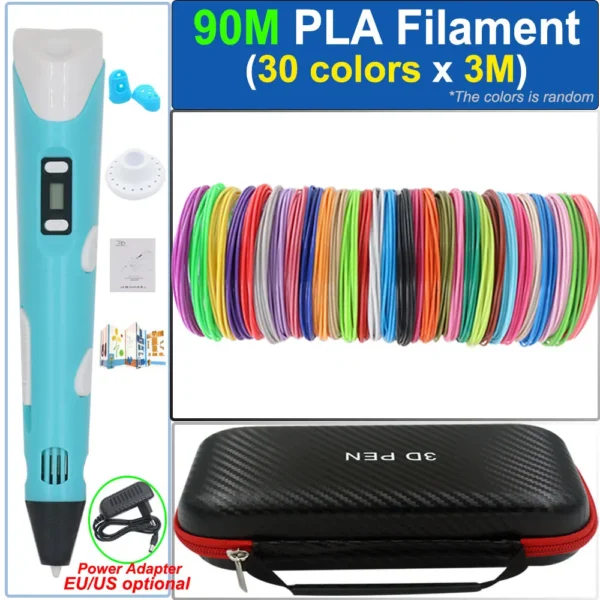 Bolígrafo de impresión 3D para niños con adaptador de corriente de pantalla LCD