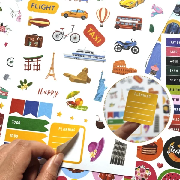 16 hojas y más de 1200 pegatinas de planificación para planificadores, para diario, calendario, fechas estacionales, meses y pegatinas de vacaciones