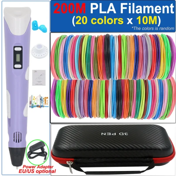 Bolígrafo de impresión 3D para niños con adaptador de corriente de pantalla LCD