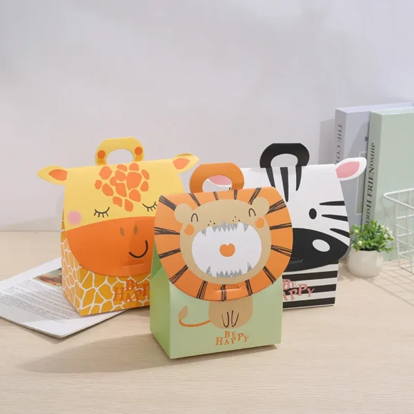 Caja de cartón de temática de Safari, animales de la selva para niños y niñas, Cajitas para detalles de fiesta temática, 12/24/36 piezas