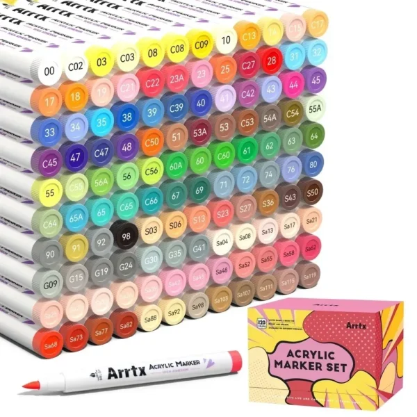 Rotuladores acrílicos, bolis de pintura con punta de pincel de 120 colores, tinta a base de agua, No es tóxica, resistente al agua para pintura rupestre, madera, piedra y vidrio
