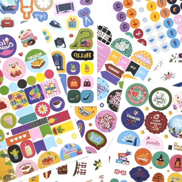 16 hojas y más de 1200 pegatinas de planificación para planificadores, para diario, calendario, fechas estacionales, meses y pegatinas de vacaciones