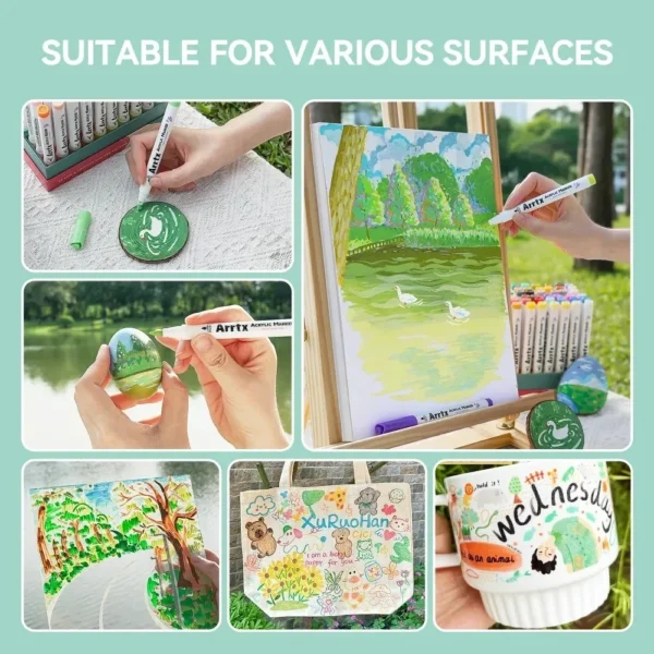 Rotuladores de Pintura Acrílica para Artistas Adultos, especiales para Dibujar Paisajes y entornos de Naturaleza - Punta de Pincel