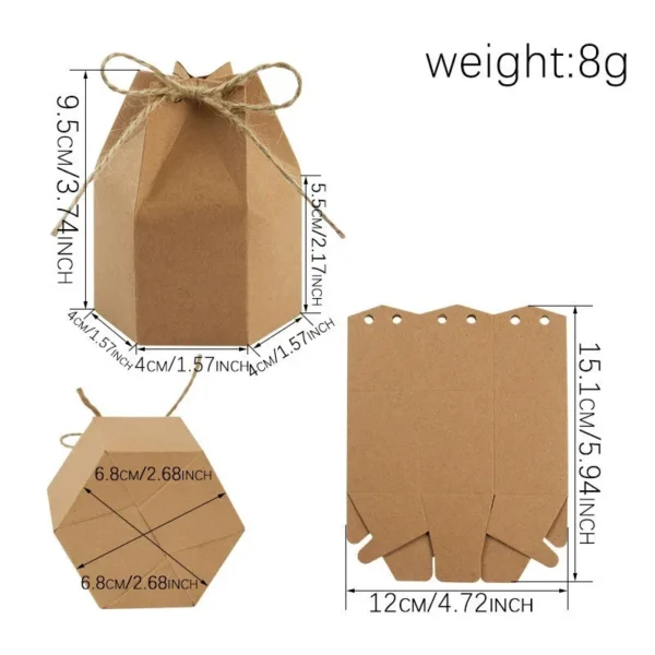 Caja de regalo de papel Kraft Retro, color blanco y marrón, con cuerda, 10-30 Uds.