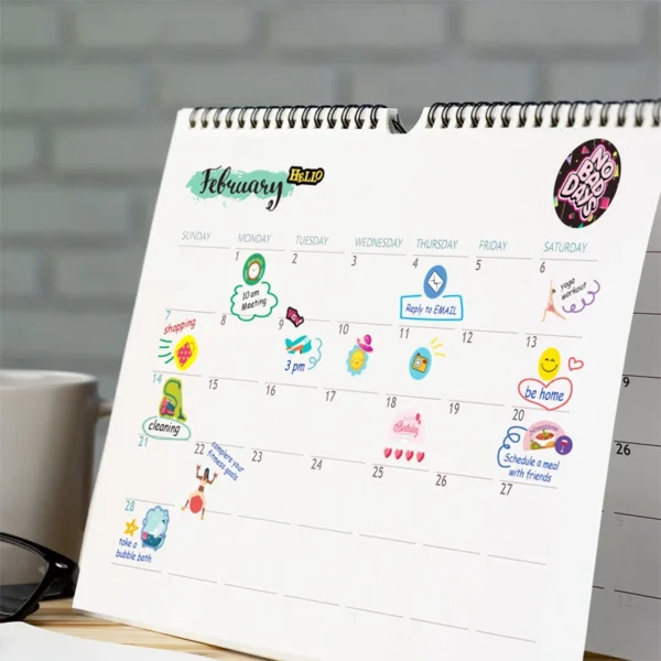 16 hojas y más de 1200 pegatinas de planificación para planificadores, para diario, calendario, fechas estacionales, meses y pegatinas de vacaciones