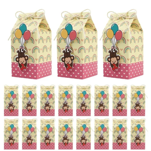 Cajas de cartón con diseño tipo brick para chuches y detalles con motivo de animales de Safari en la jungla, caja de embalaje de regalo para niños y niñas