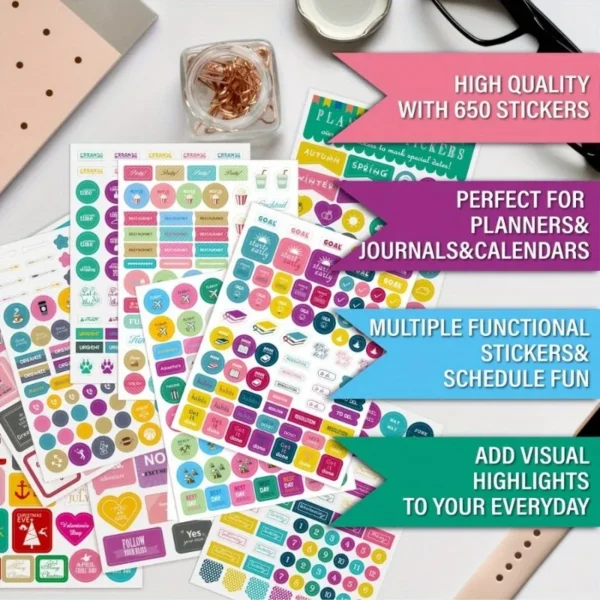 Pegatinas de planificador estético para planificación divertida, accesorios de pegatinas perfectos para simplificar el calendario diario y el planificador.