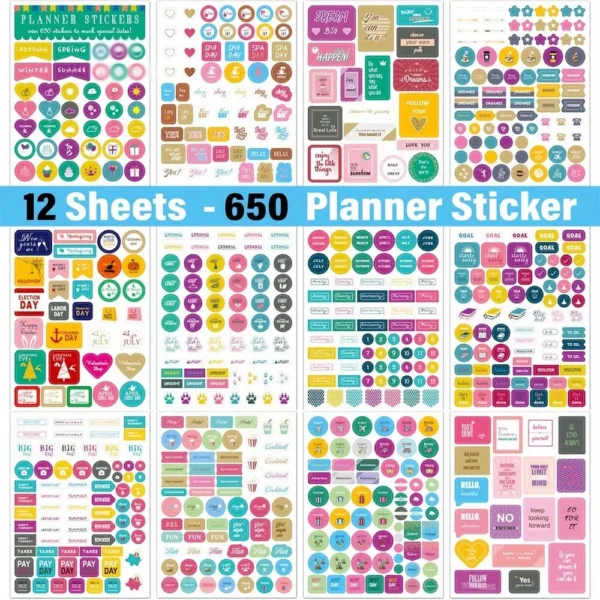 Pegatinas de planificador estético para planificación divertida, accesorios de pegatinas perfectos para simplificar el calendario diario y el planificador.